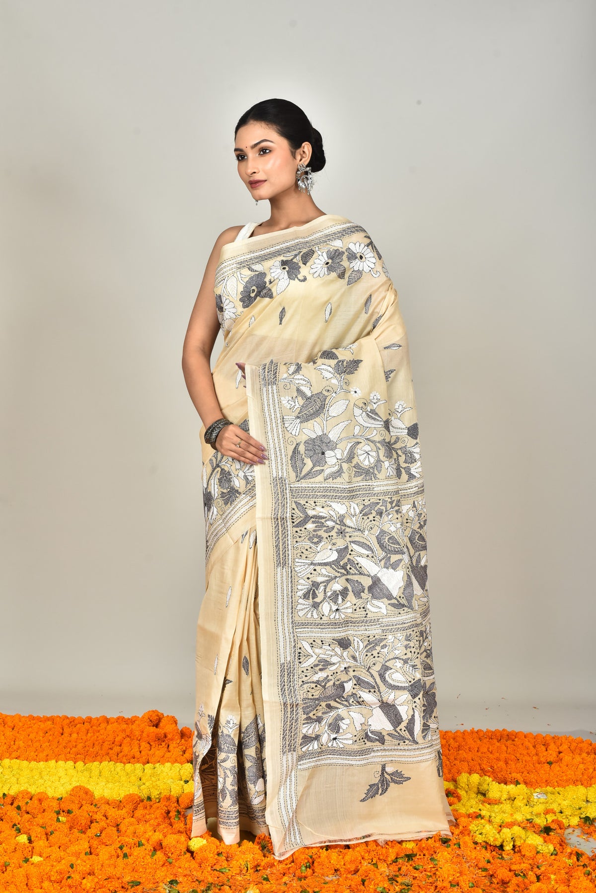 TUSSAR SILK KANTHA SAREE