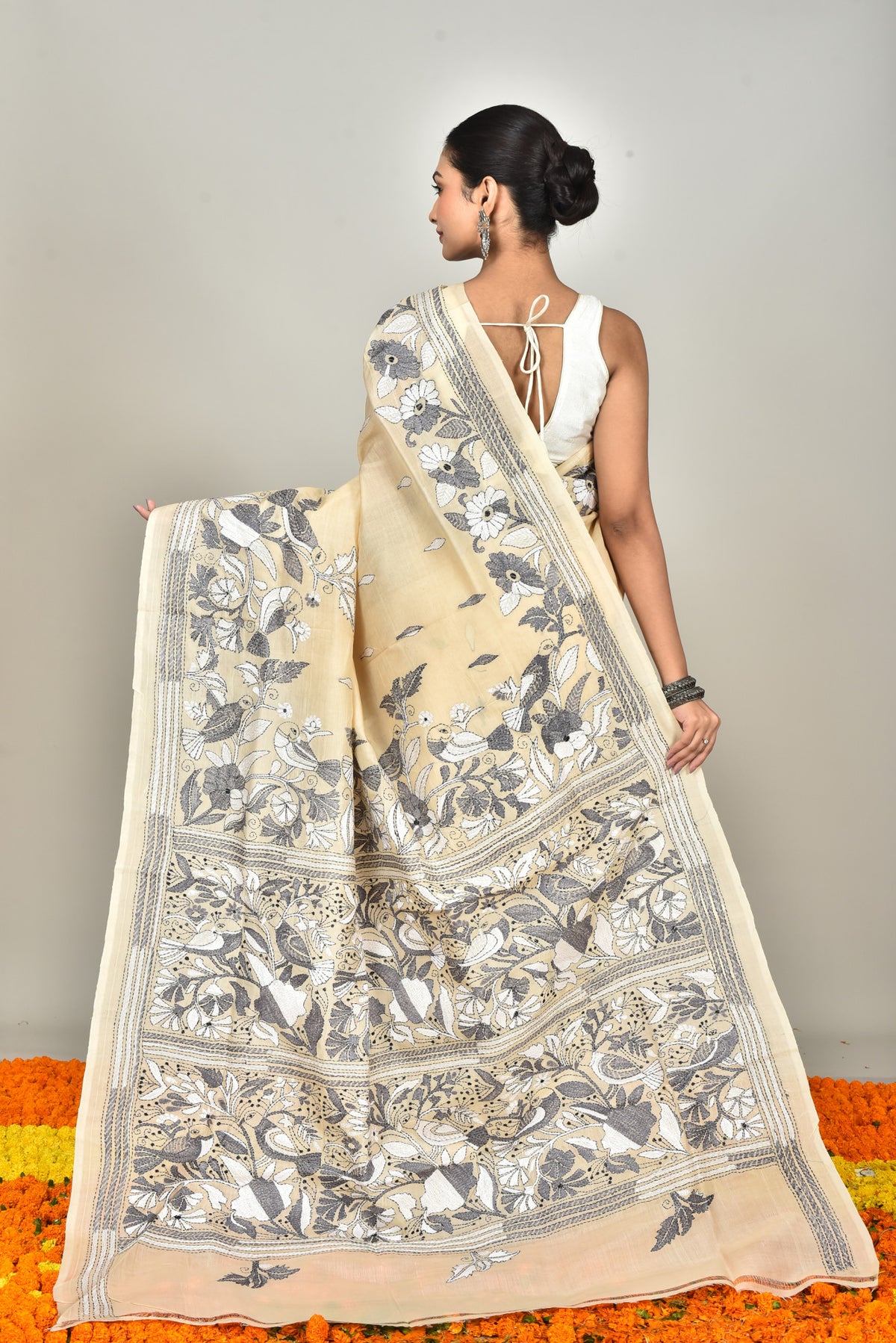 TUSSAR SILK KANTHA SAREE