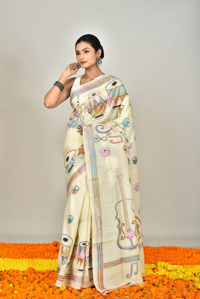 TUSSAR SILK KANTHA SAREE