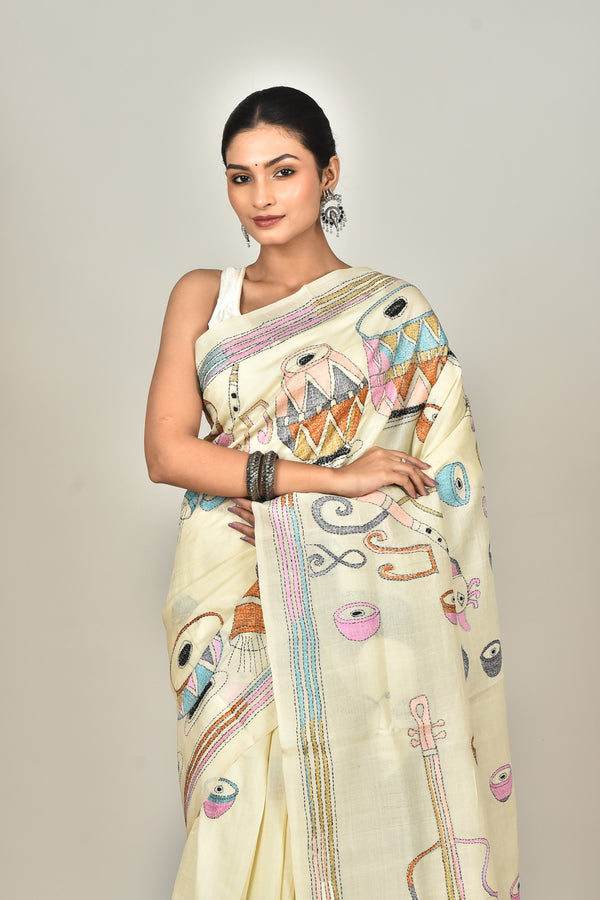 TUSSAR SILK KANTHA SAREE