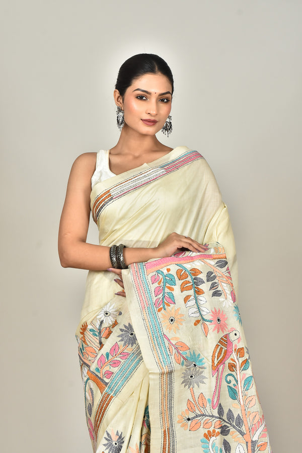 TUSSAR SILK KANTHA SAREE