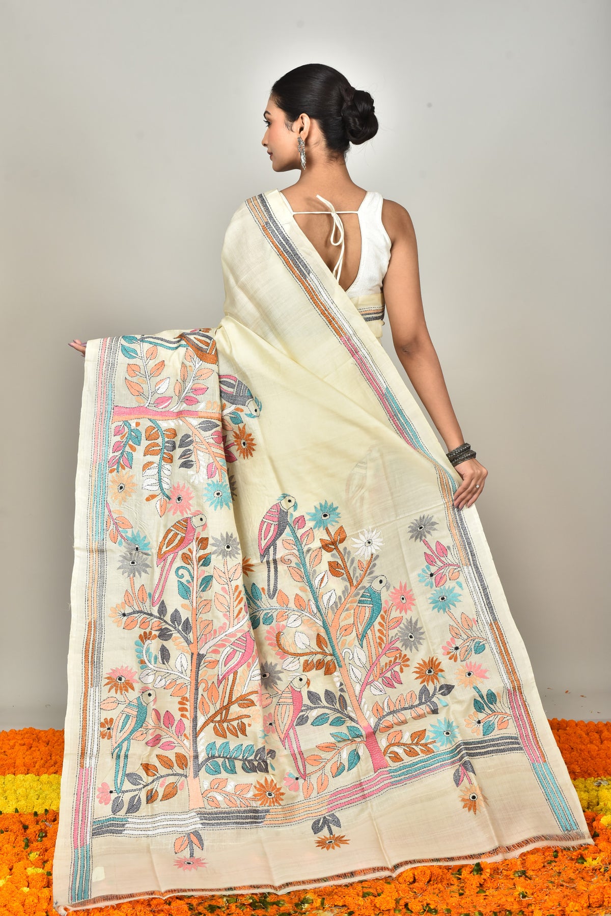TUSSAR SILK KANTHA SAREE