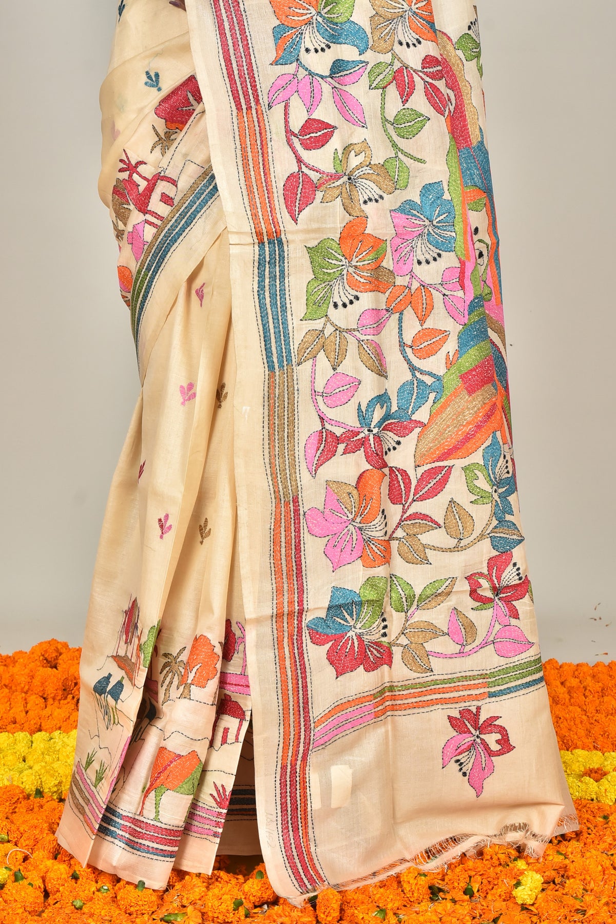 TUSSAR SILK KANTHA SAREE