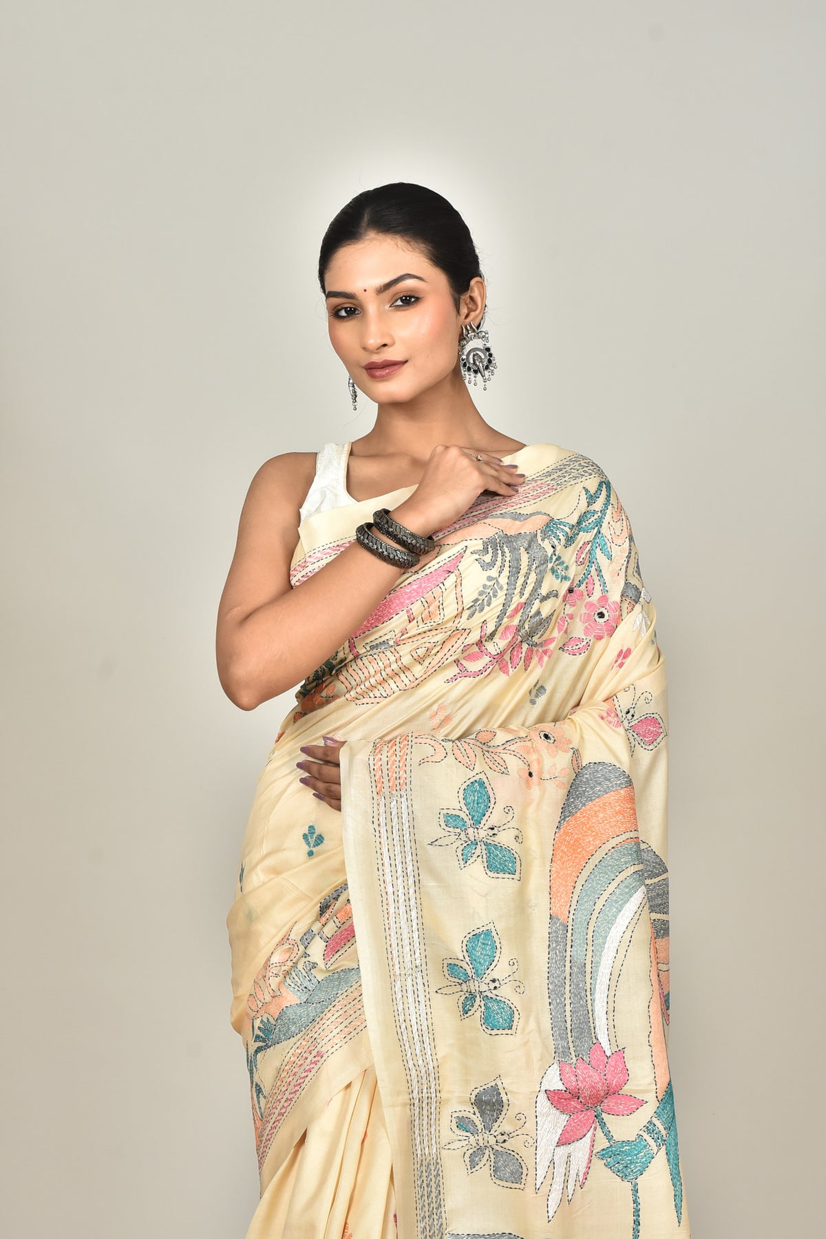 TUSSAR SILK KANTHA SAREE