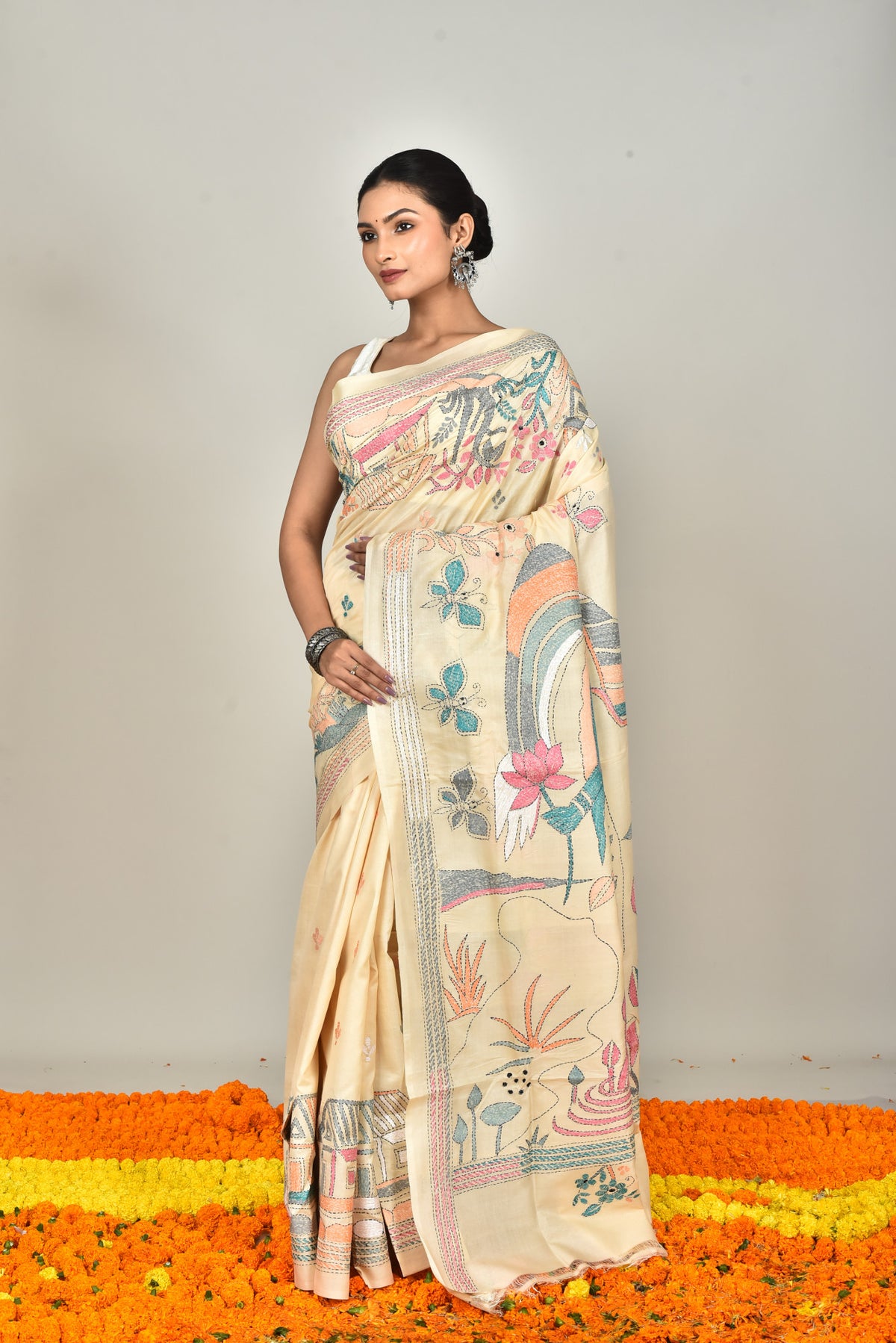 TUSSAR SILK KANTHA SAREE