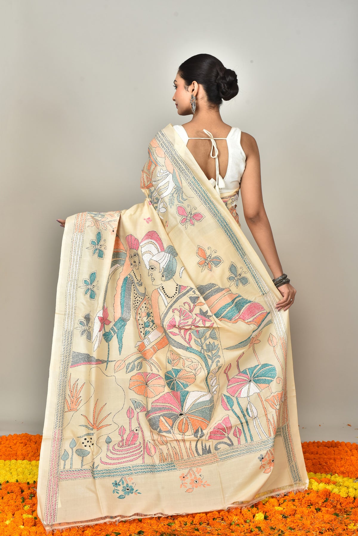 TUSSAR SILK KANTHA SAREE