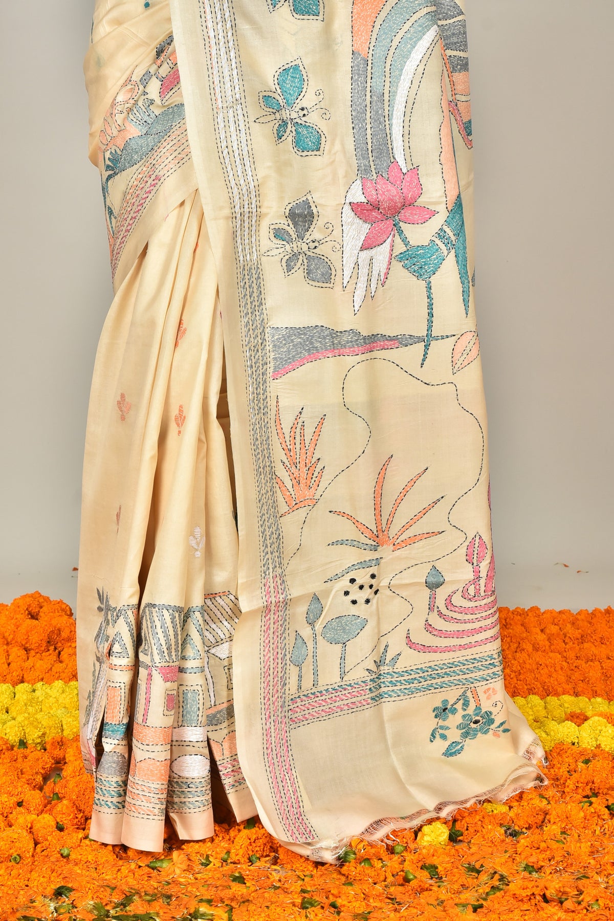 TUSSAR SILK KANTHA SAREE