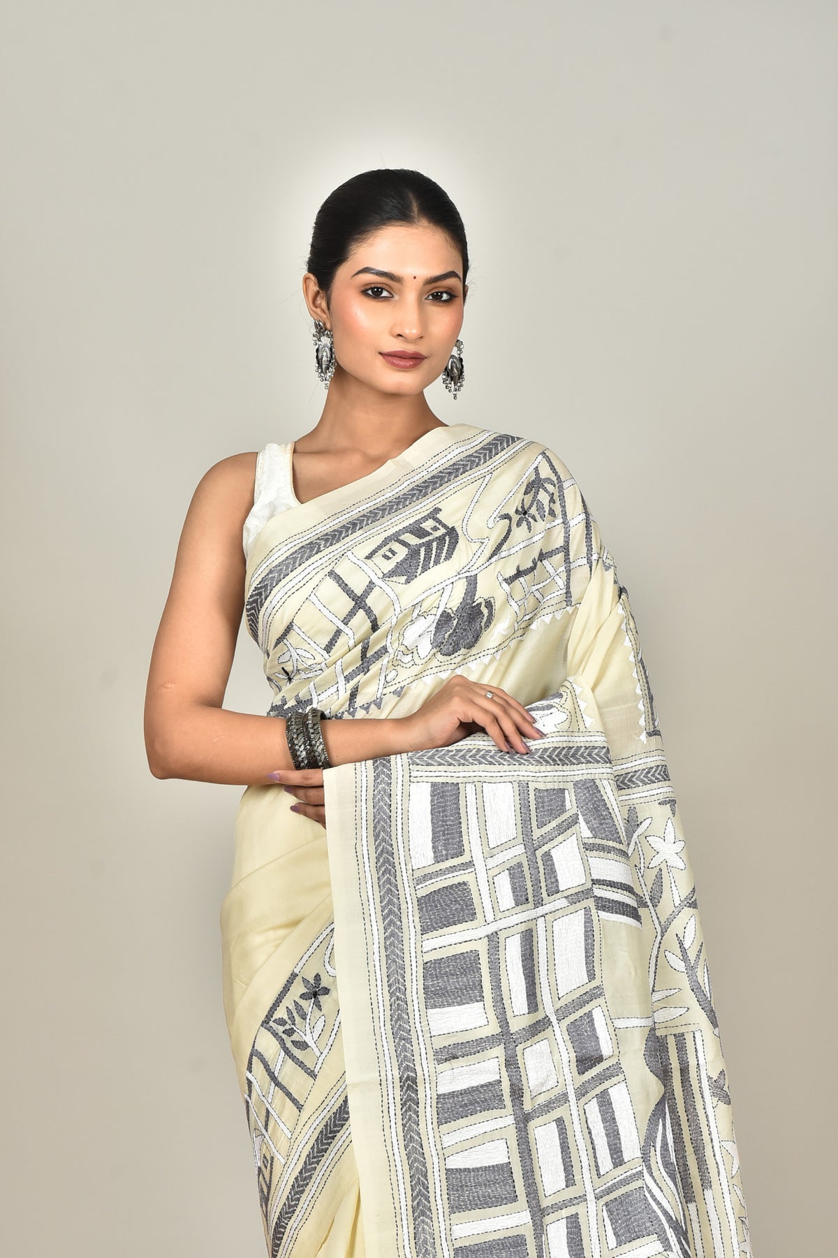 TUSSAR SILK KANTHA SAREE