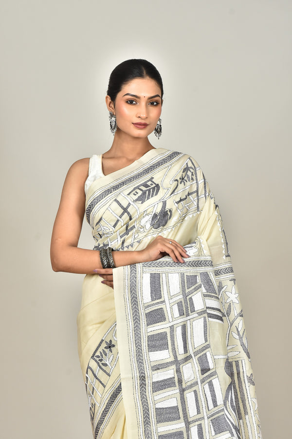 TUSSAR SILK KANTHA SAREE