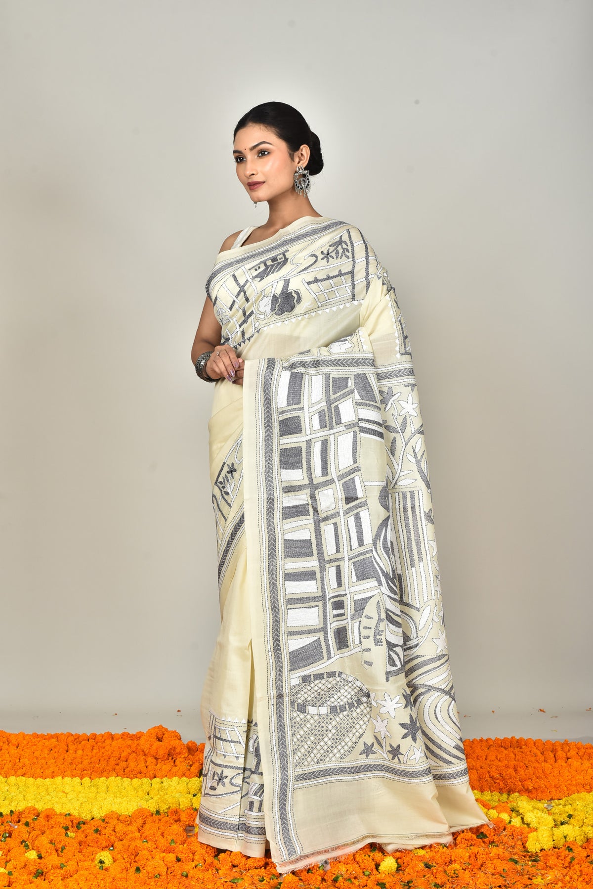 TUSSAR SILK KANTHA SAREE