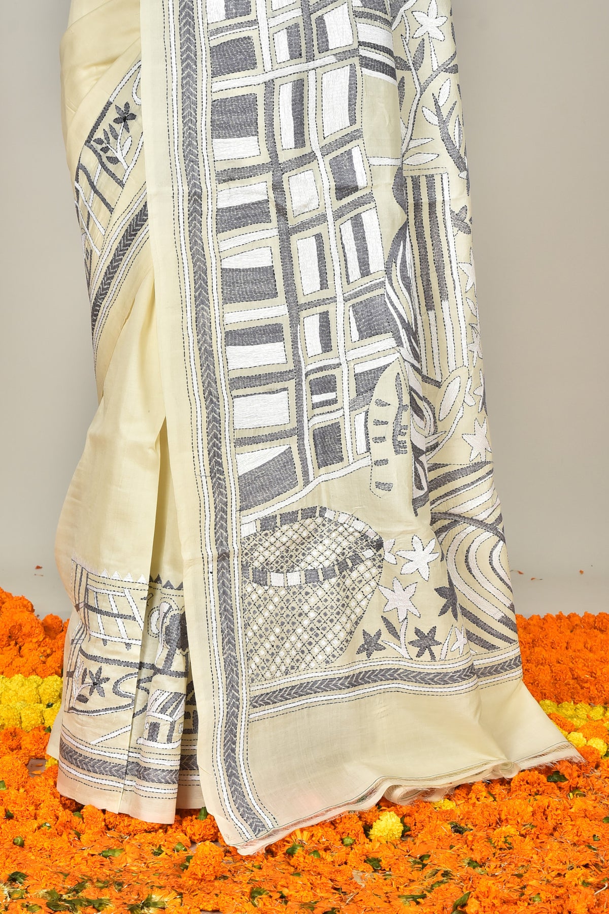 TUSSAR SILK KANTHA SAREE