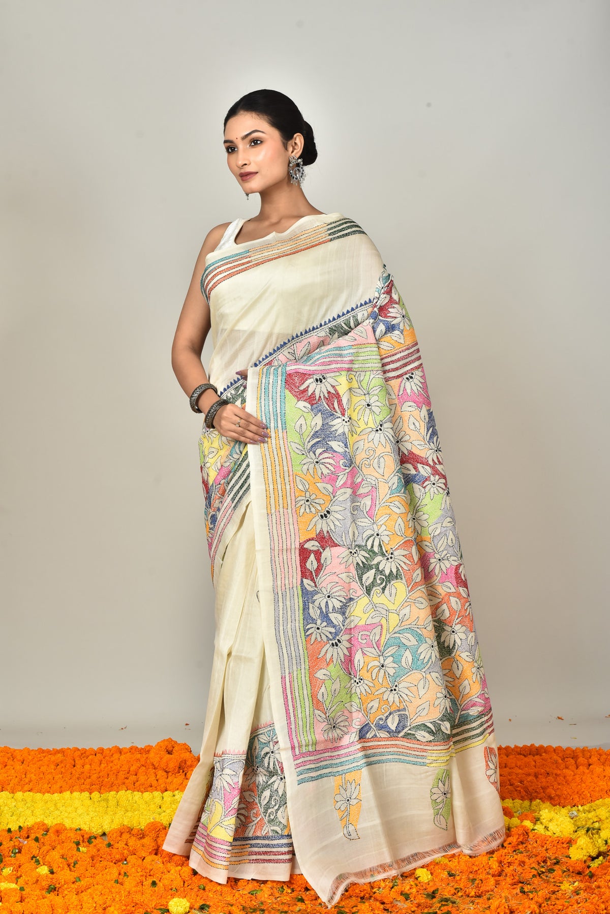 TUSSAR SILK KANTHA SAREE