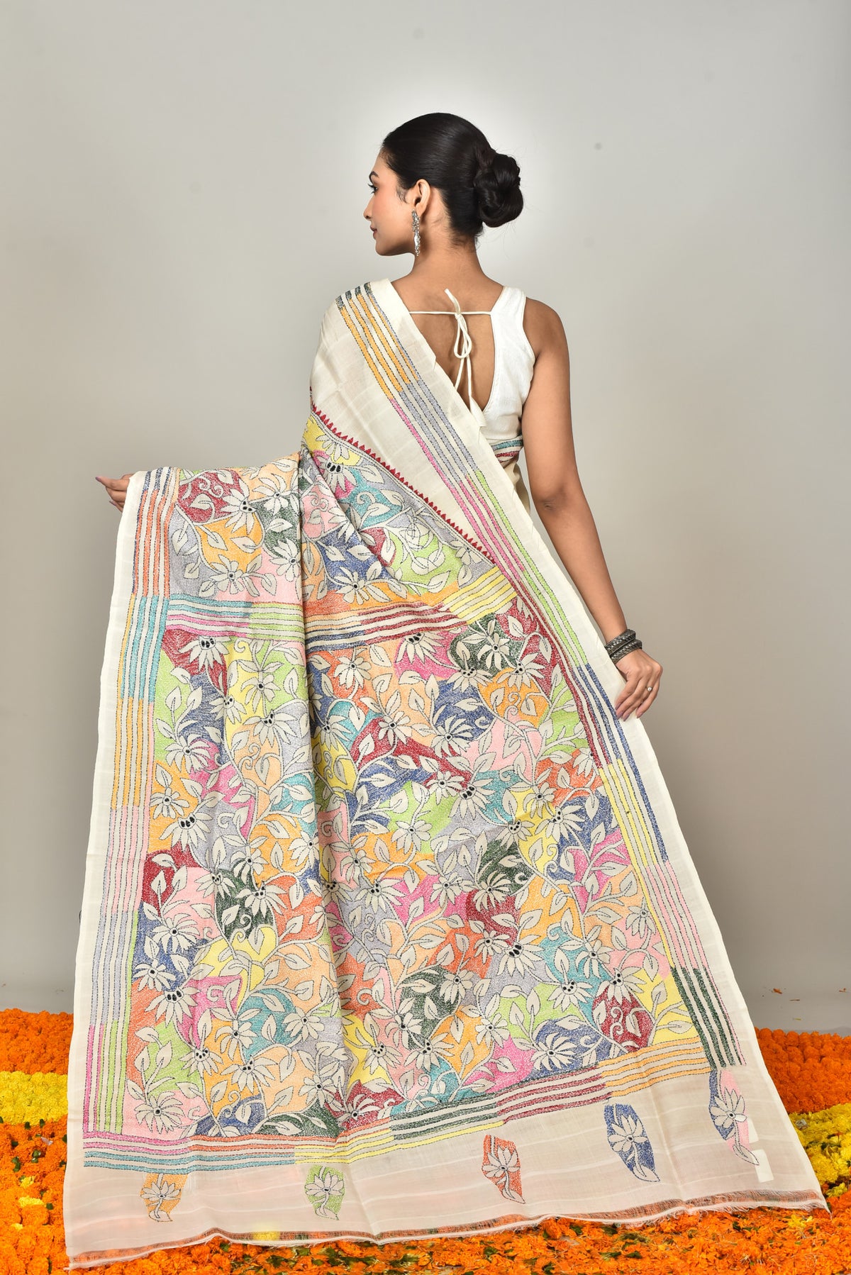 TUSSAR SILK KANTHA SAREE