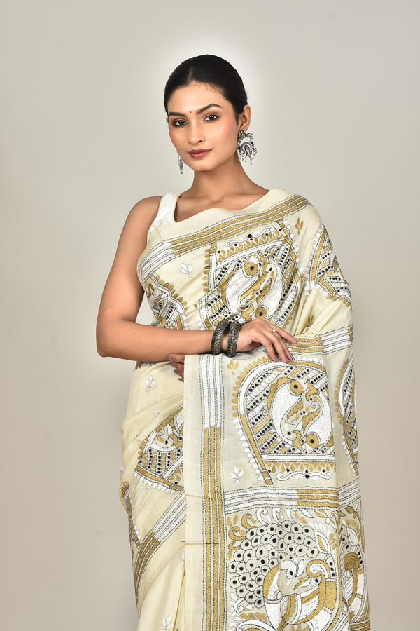 TUSSAR SILK KANTHA SAREE