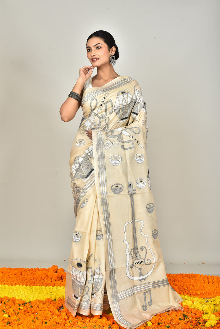 TUSSAR SILK KANTHA SAREE