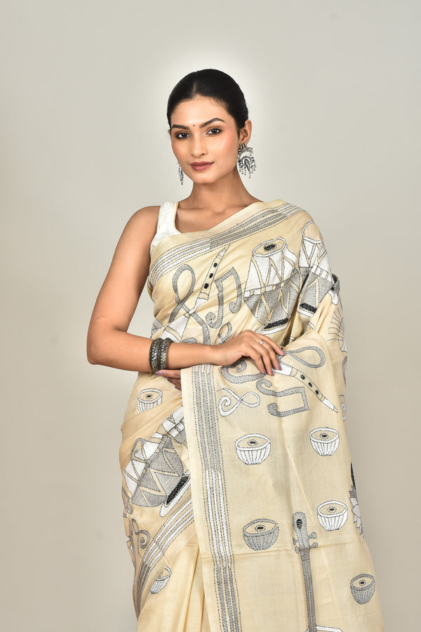 TUSSAR SILK KANTHA SAREE