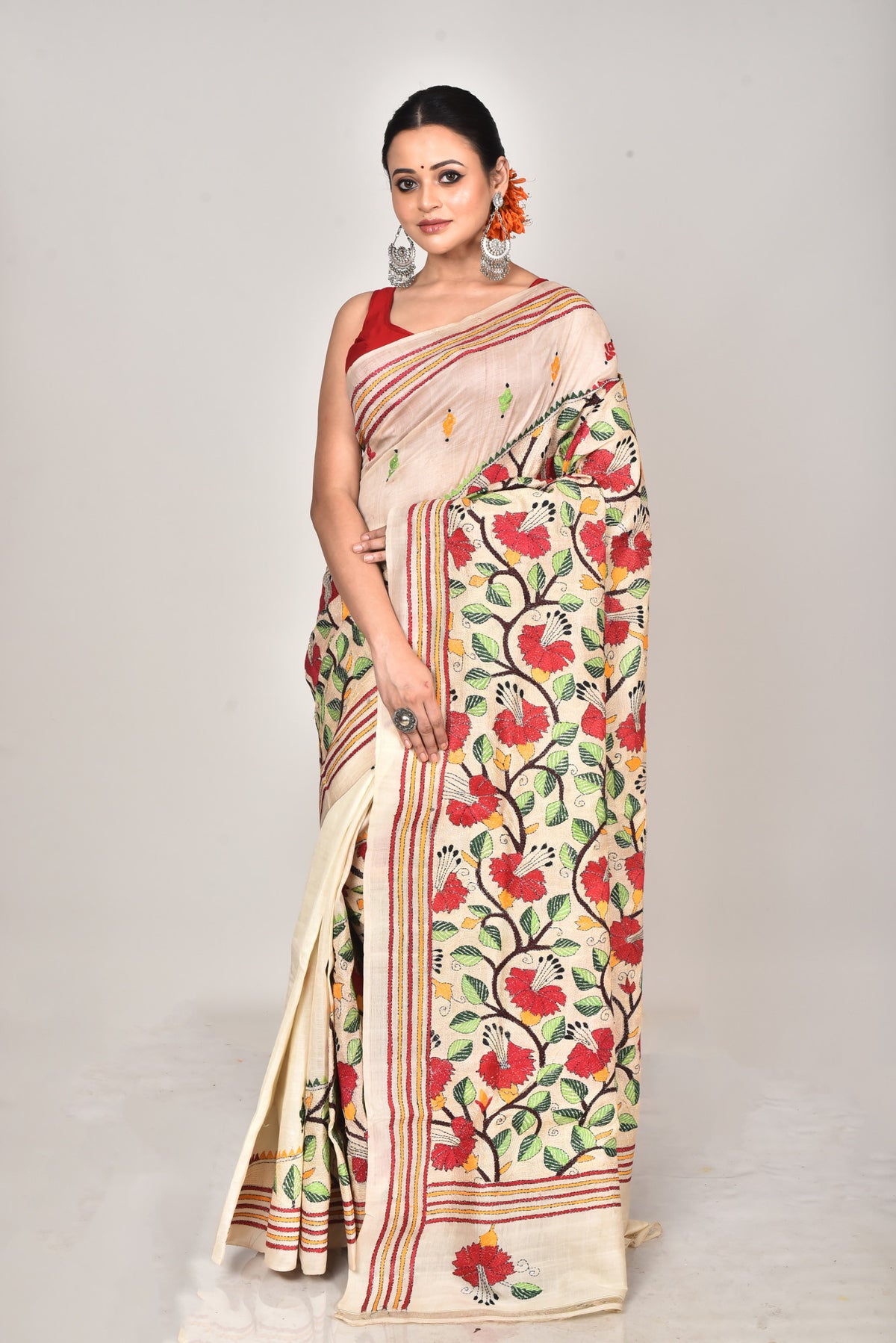 TUSSAR SILK KANTHA SAREE