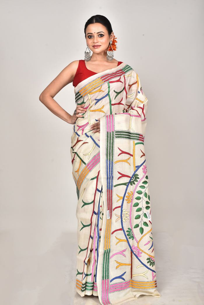 TUSSAR SILK KANTHA SAREE