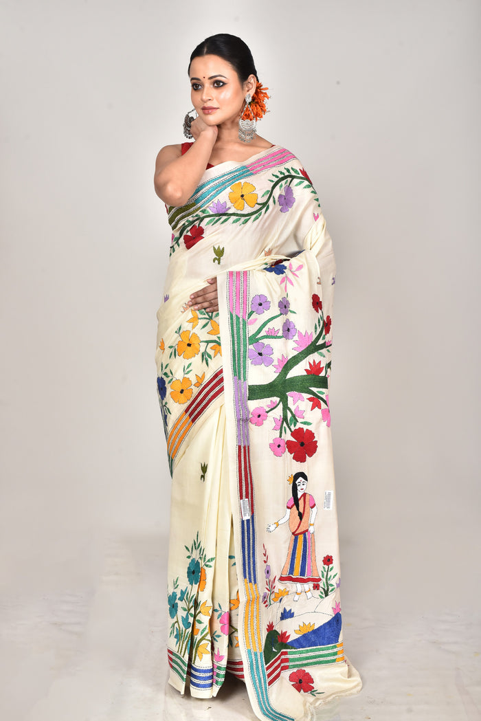 TUSSAR SILK KANTHA SAREE
