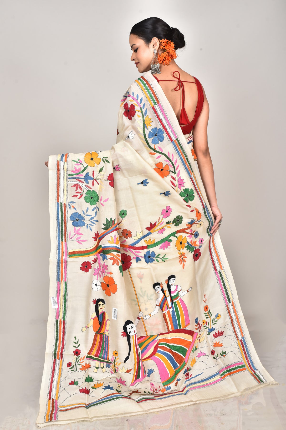 TUSSAR SILK KANTHA SAREE