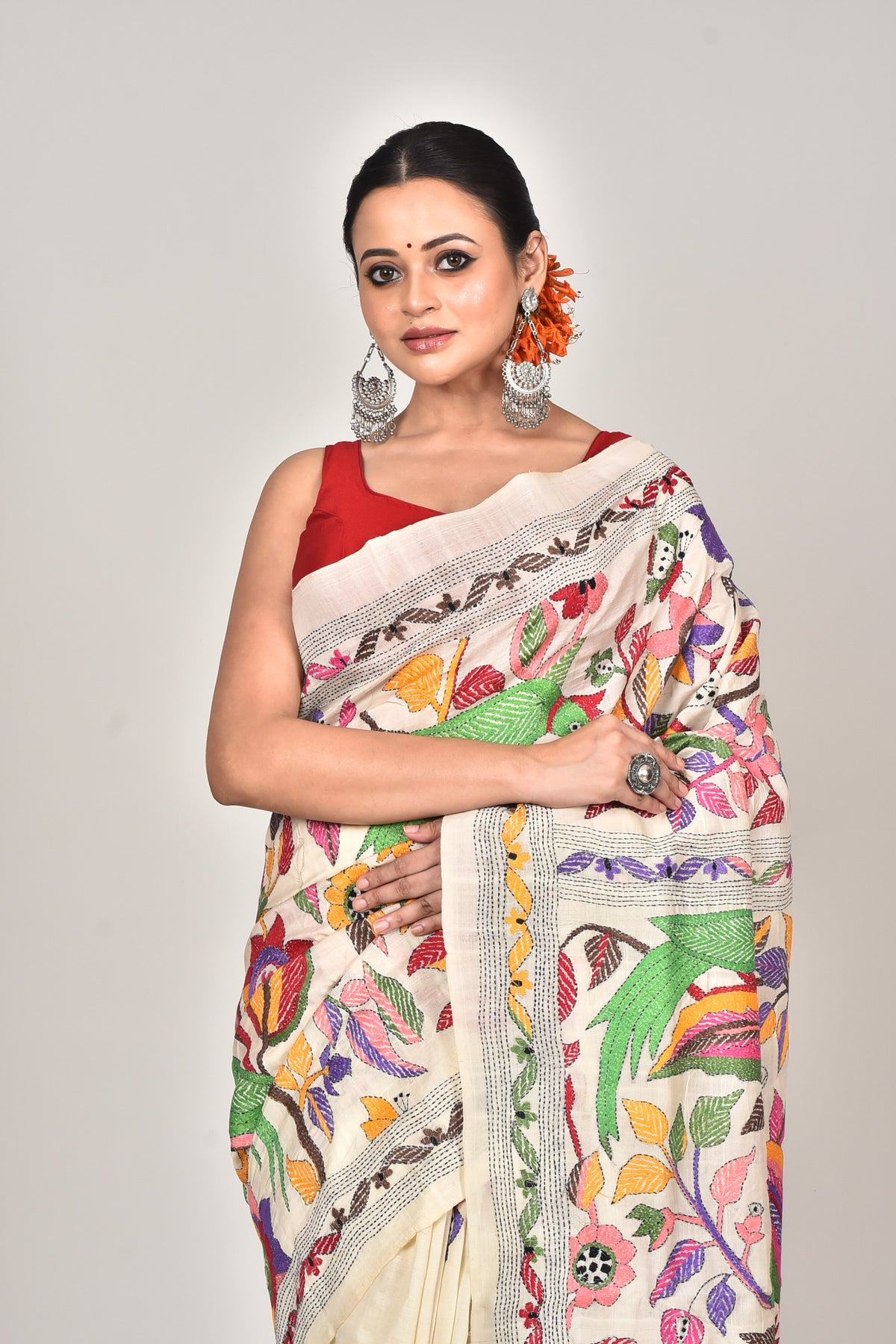 TUSSAR SILK KANTHA SAREE