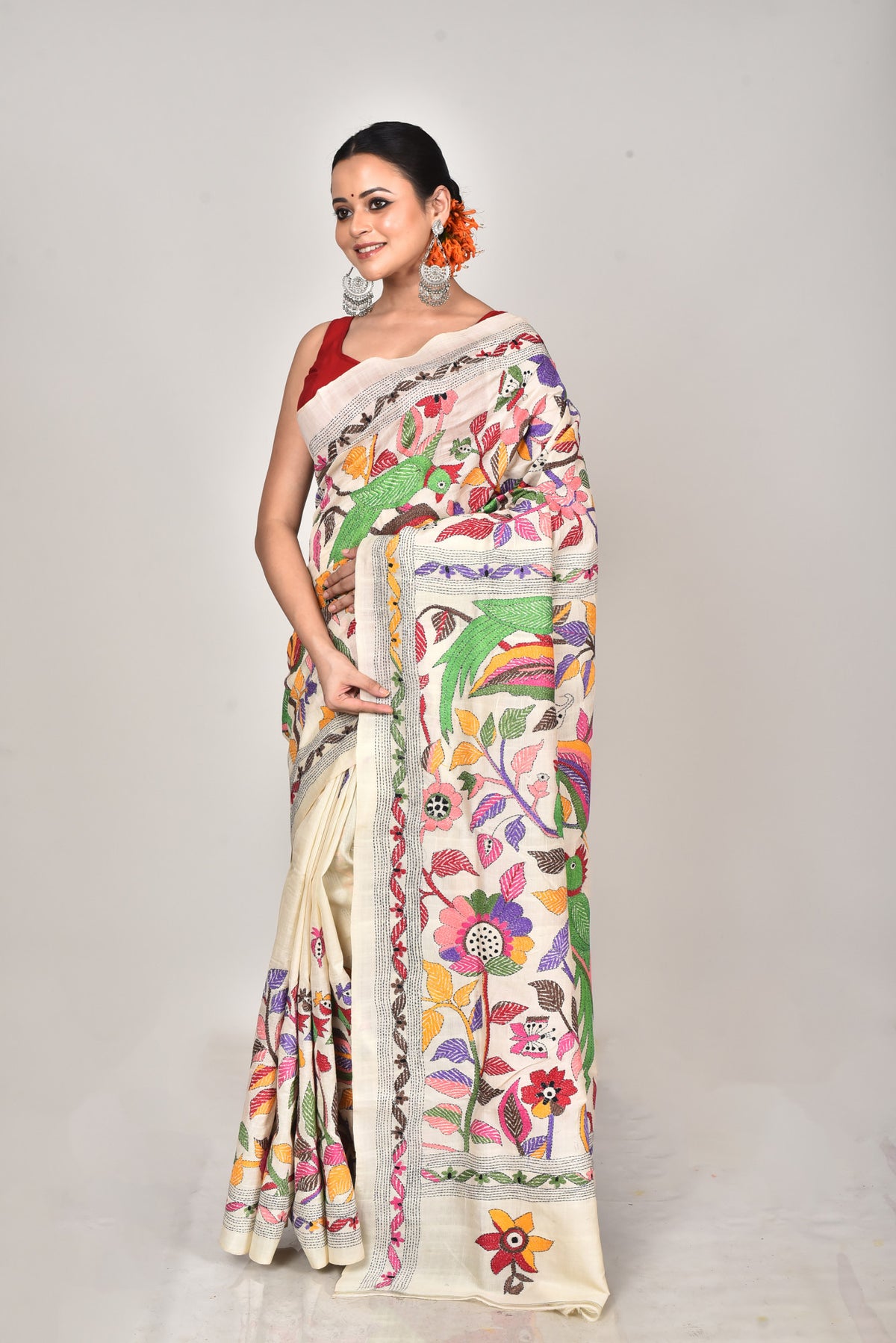 TUSSAR SILK KANTHA SAREE
