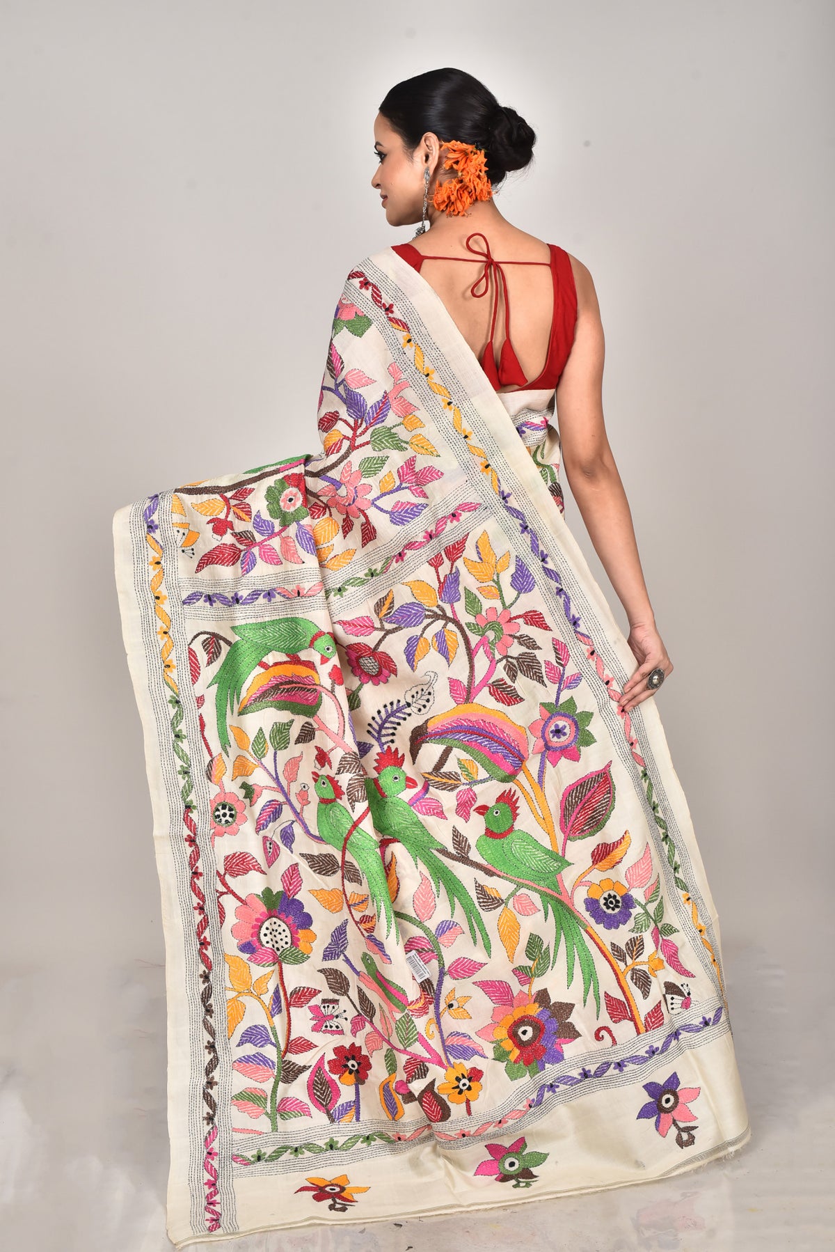 TUSSAR SILK KANTHA SAREE
