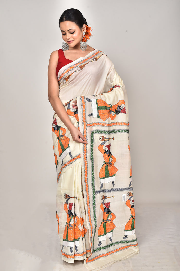 TUSSAR SILK KANTHA SAREE