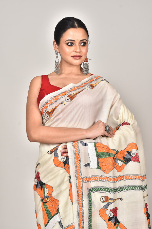 TUSSAR SILK KANTHA SAREE