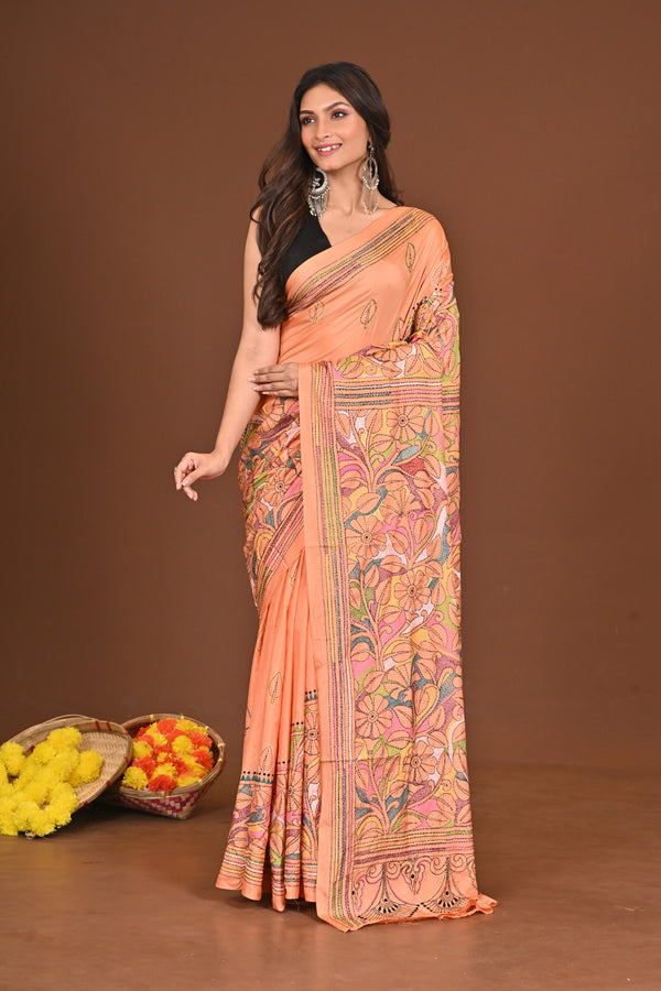 USHAUPOMA BLENDED SILK KANTHA SAREE