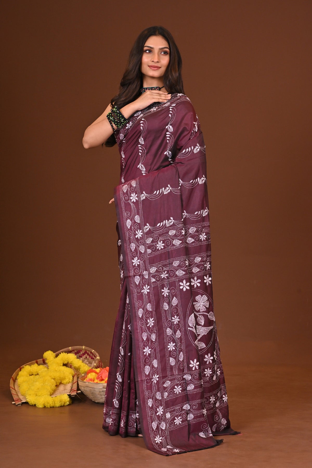 UTTORON BLENDED SILK KANTHA SAREE