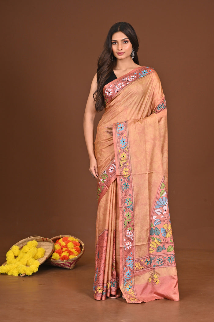DEVAMATA BLENDED SILK KANTHA SAREE