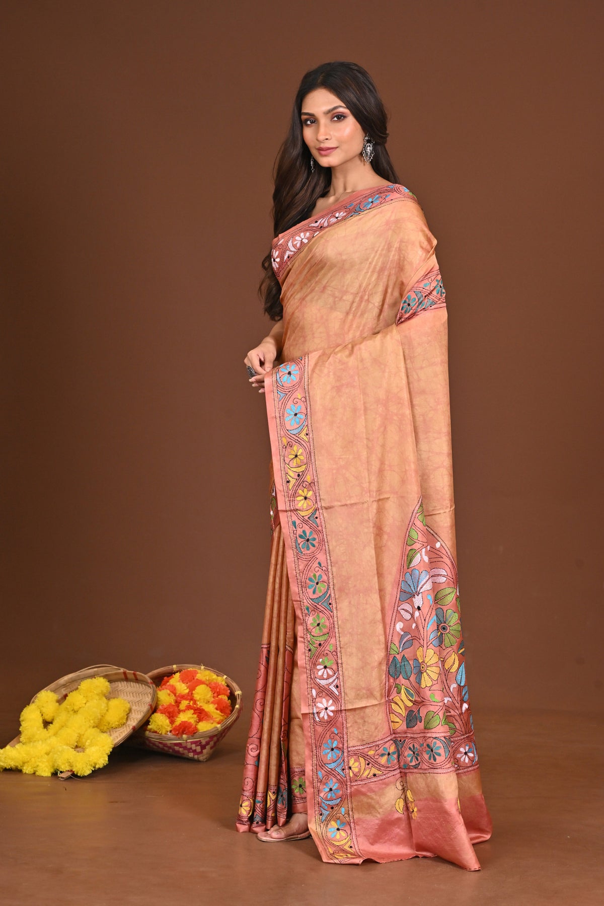 DEVAMATA BLENDED SILK KANTHA SAREE