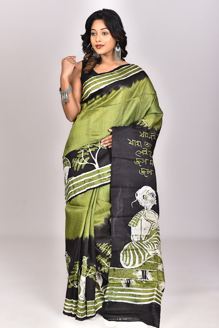 Women's Batik Silk Saree With Blouse Piece