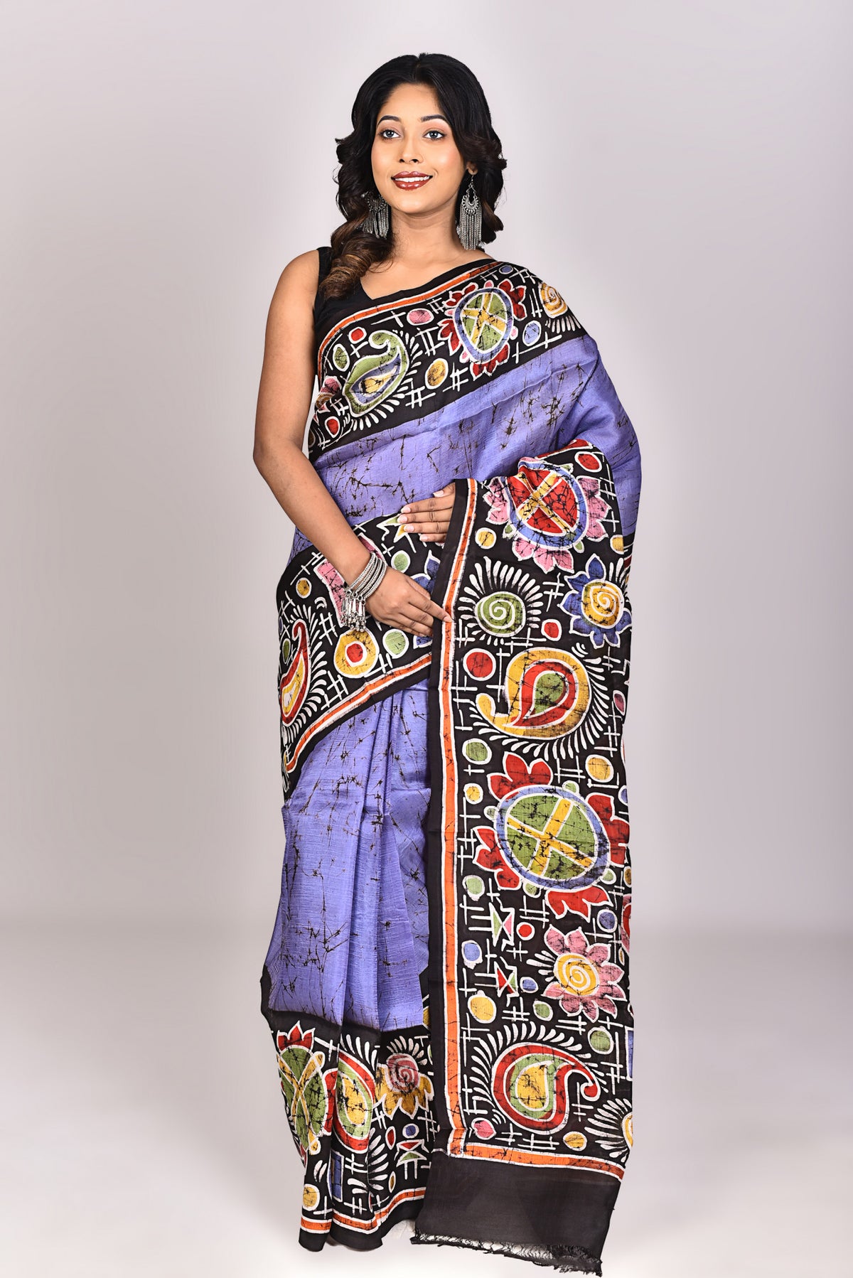 Women's Batik Silk Saree With Blouse Piece