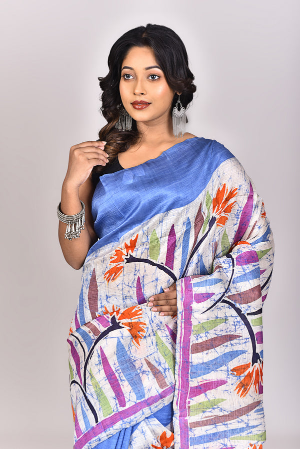 Women's Batik Silk Saree With Blouse Piece