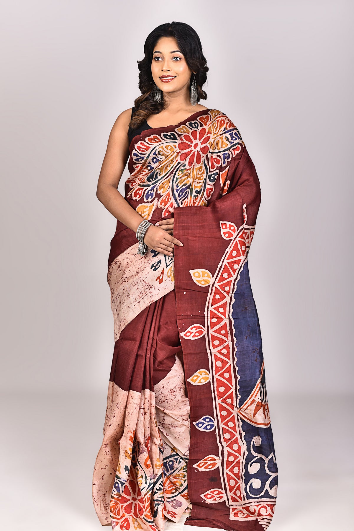 Women's Batik Silk Saree With Blouse Piece