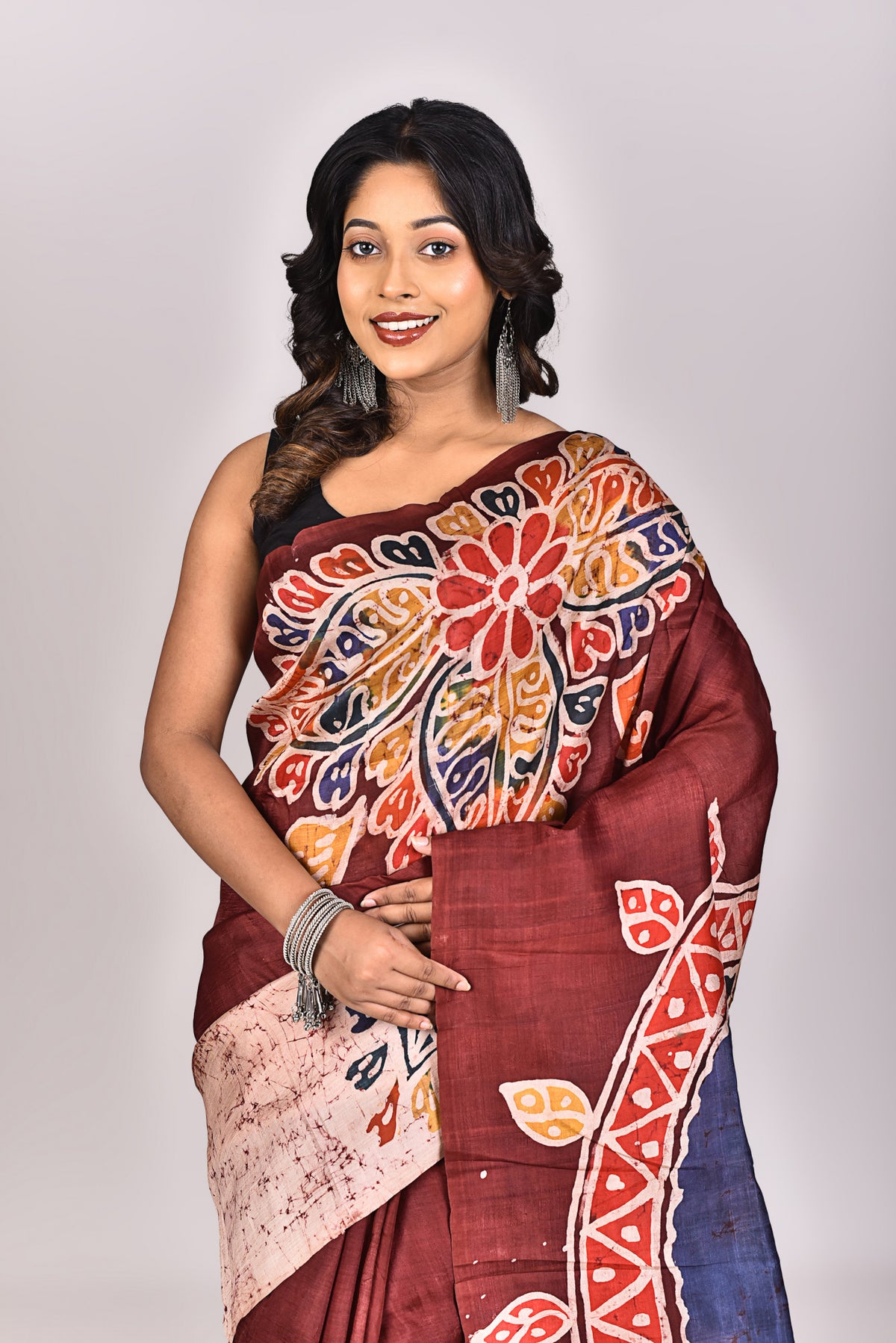 Women's Batik Silk Saree With Blouse Piece