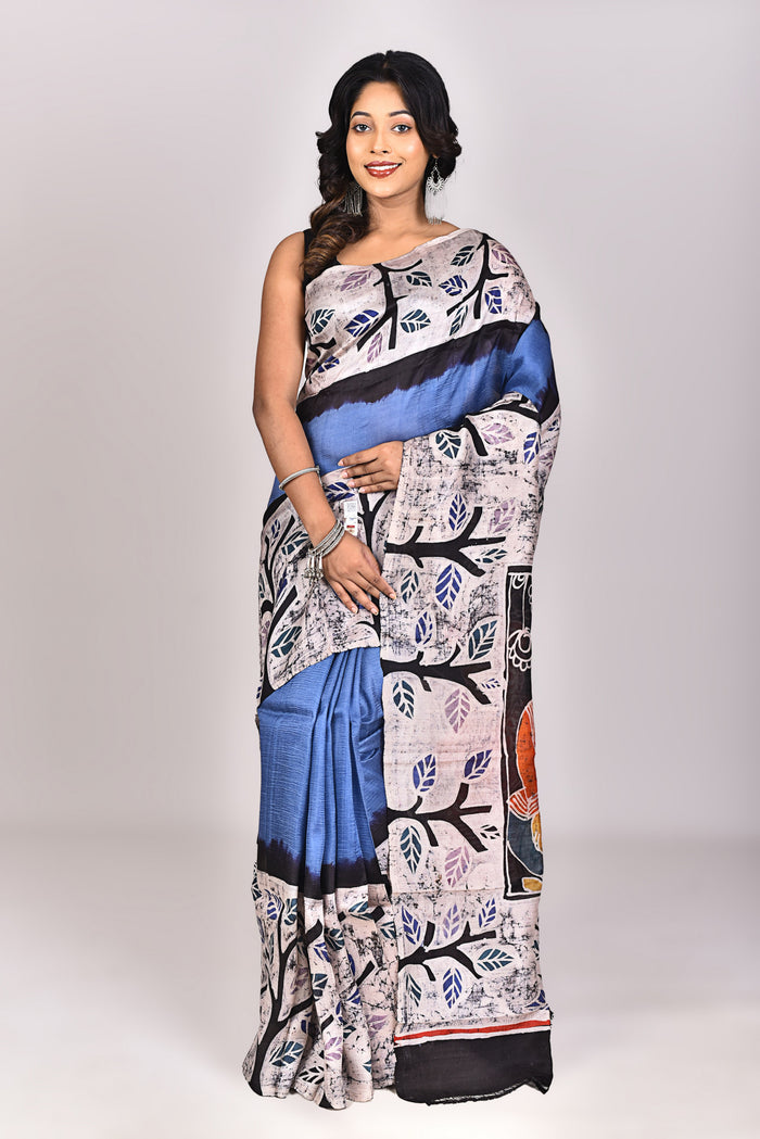 Women's Batik Silk Saree With Blouse Piece