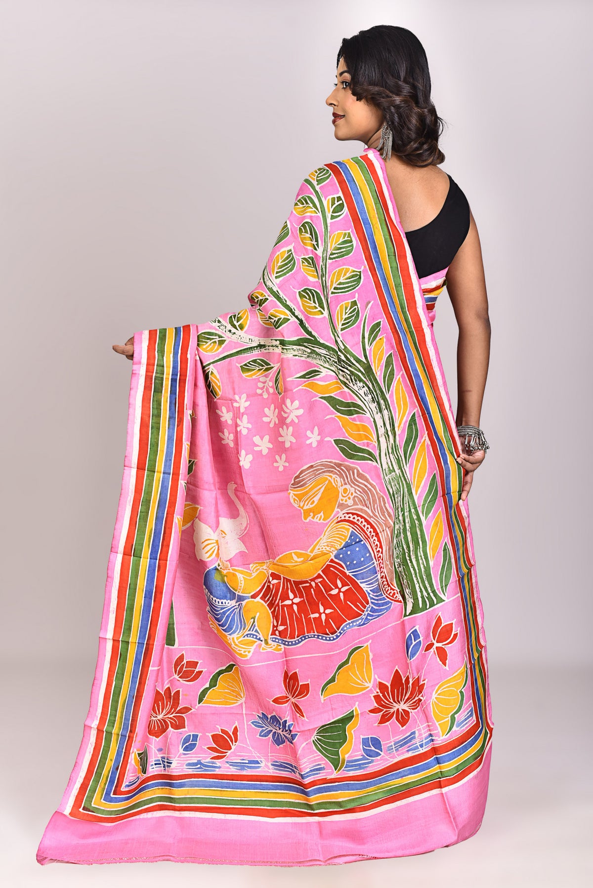 Women's Batik Silk Saree With Blouse Piece