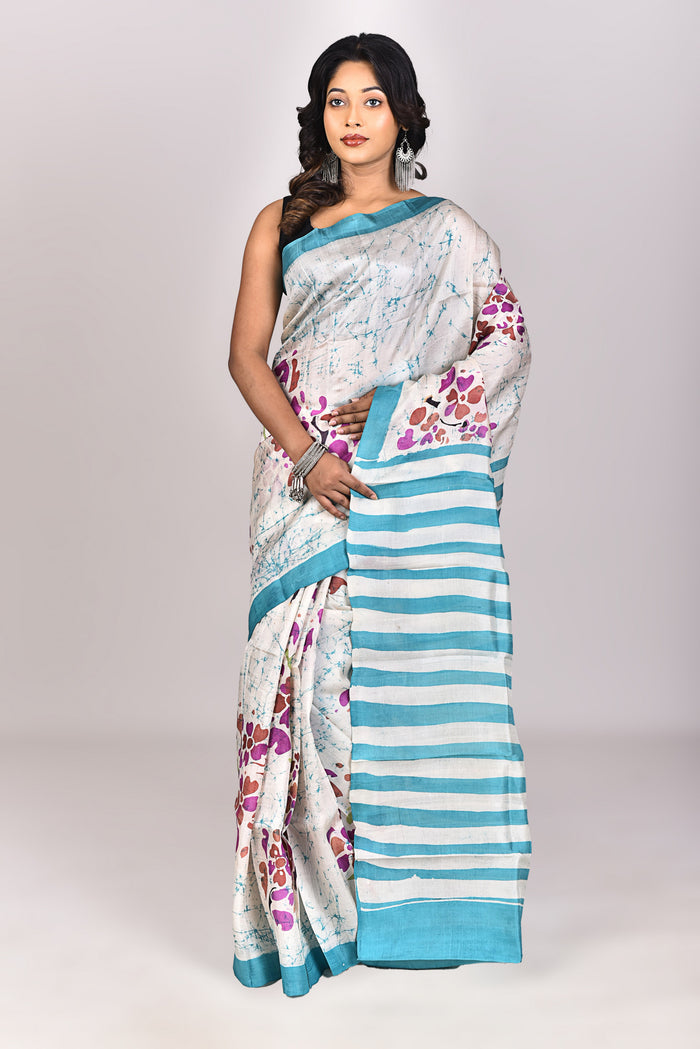 Women's Batik Silk Saree With Blouse Piece