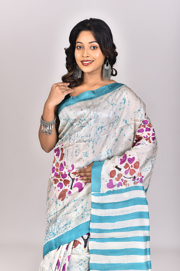 Women's Batik Silk Saree With Blouse Piece