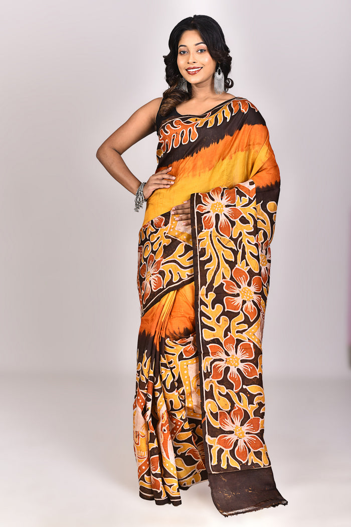 Women's Batik Silk Saree With Blouse Piece