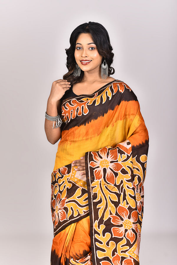 Women's Batik Silk Saree With Blouse Piece