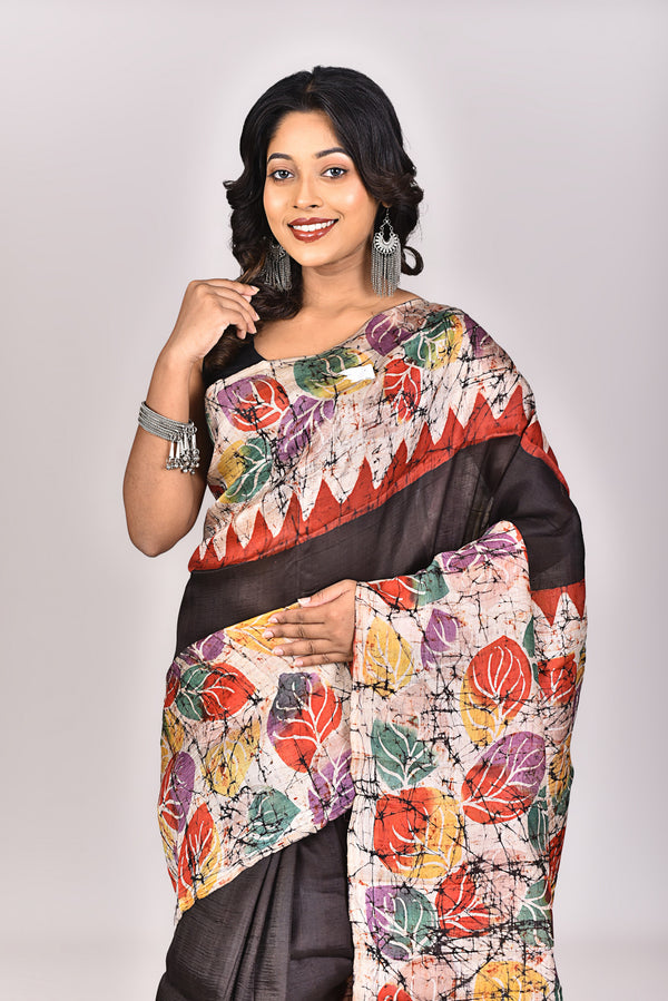 Women's Batik Silk Saree With Blouse Piece