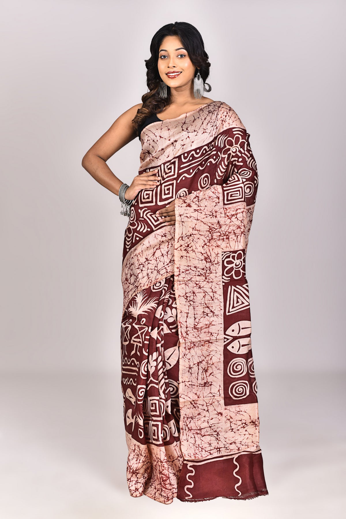 Women's Batik Silk Saree With Blouse Piece