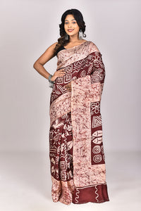 Women's Batik Silk Saree With Blouse Piece