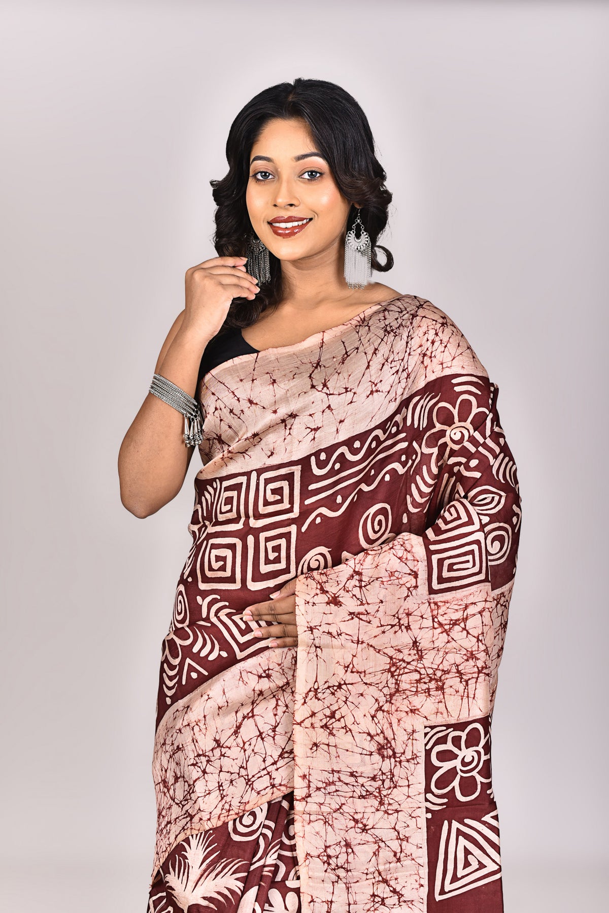 Women's Batik Silk Saree With Blouse Piece