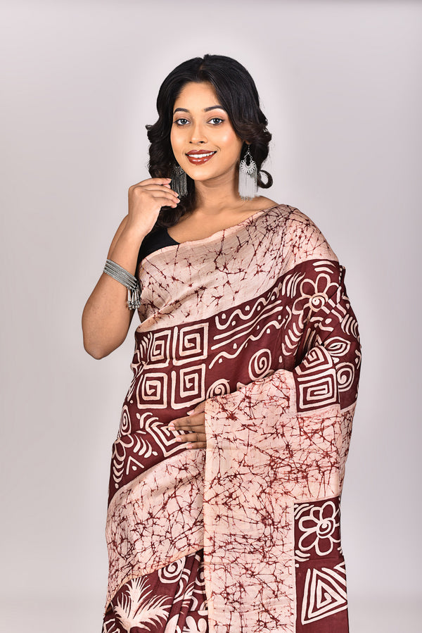 Women's Batik Silk Saree With Blouse Piece