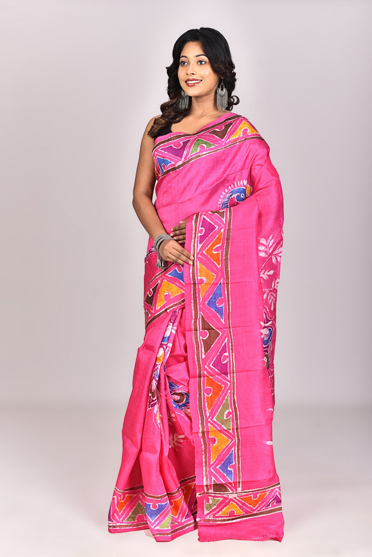 Women's Batik Silk Saree With Blouse Piece
